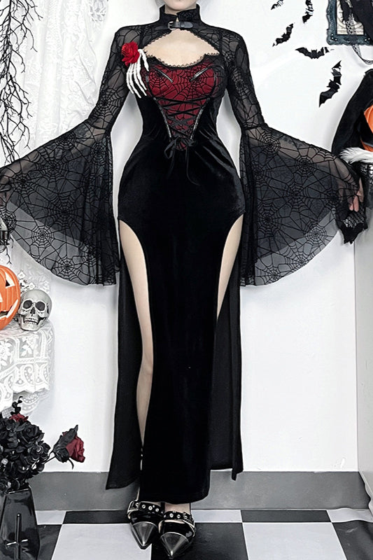 Sheer Spiderweb Gothic Dress