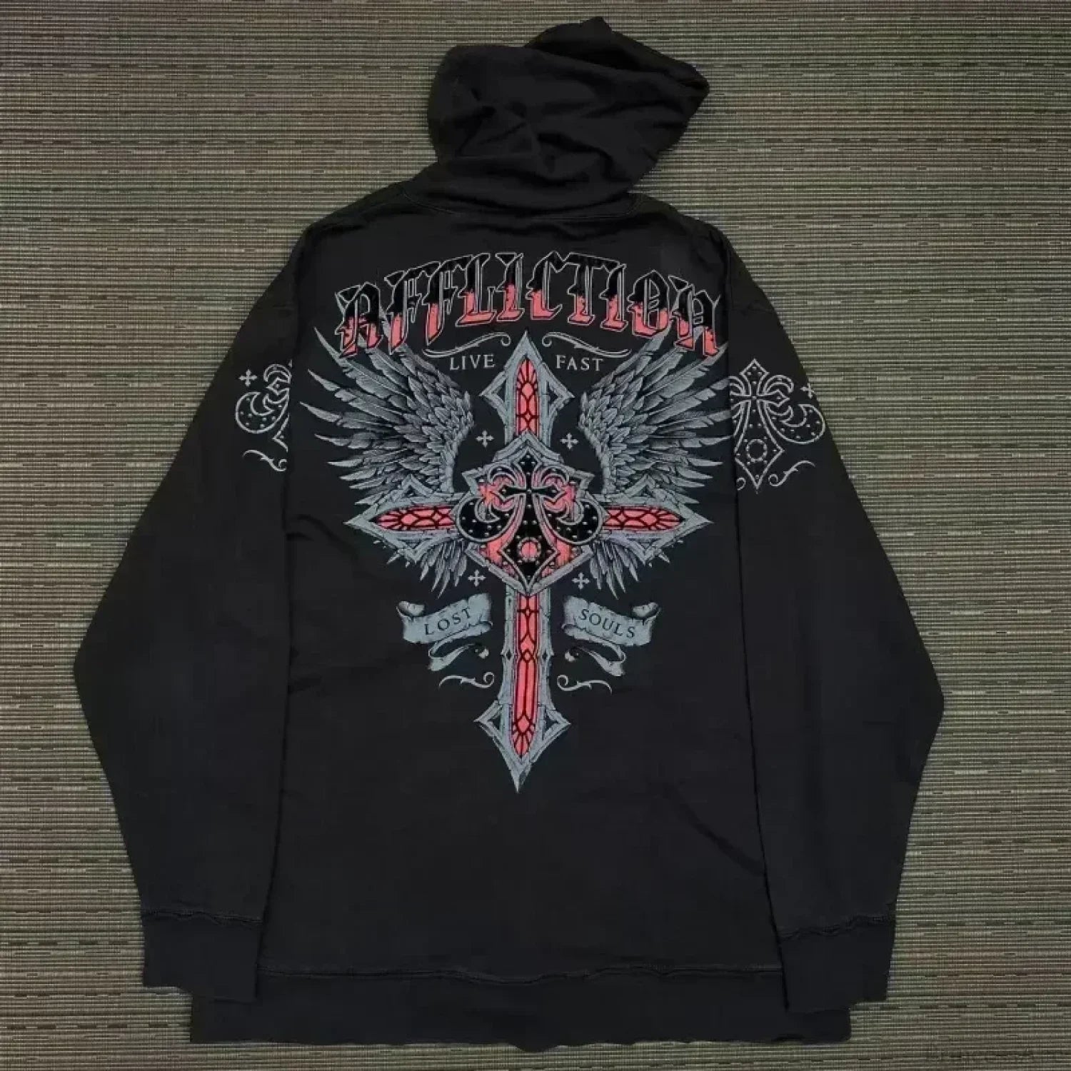 Affliction Gothic Skull Zipper Hoodie black 6 / S