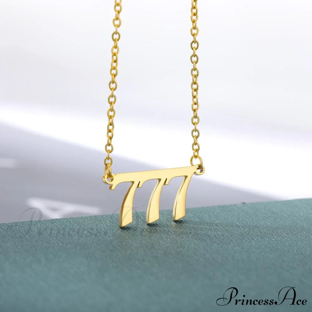 Angel Number Necklaces 777 / Gold Color