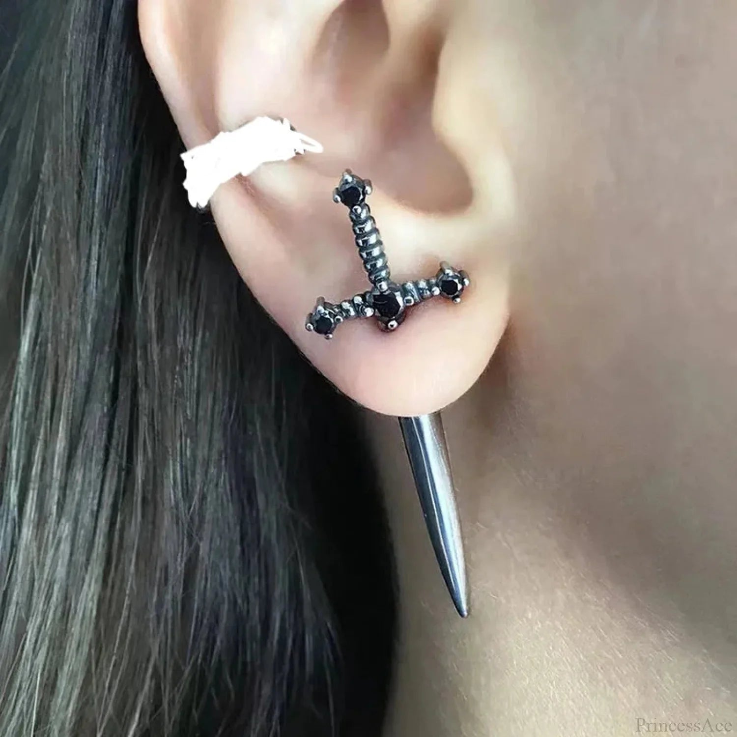 Antique Dim Punk Gothic Blade Dagger Earring color4