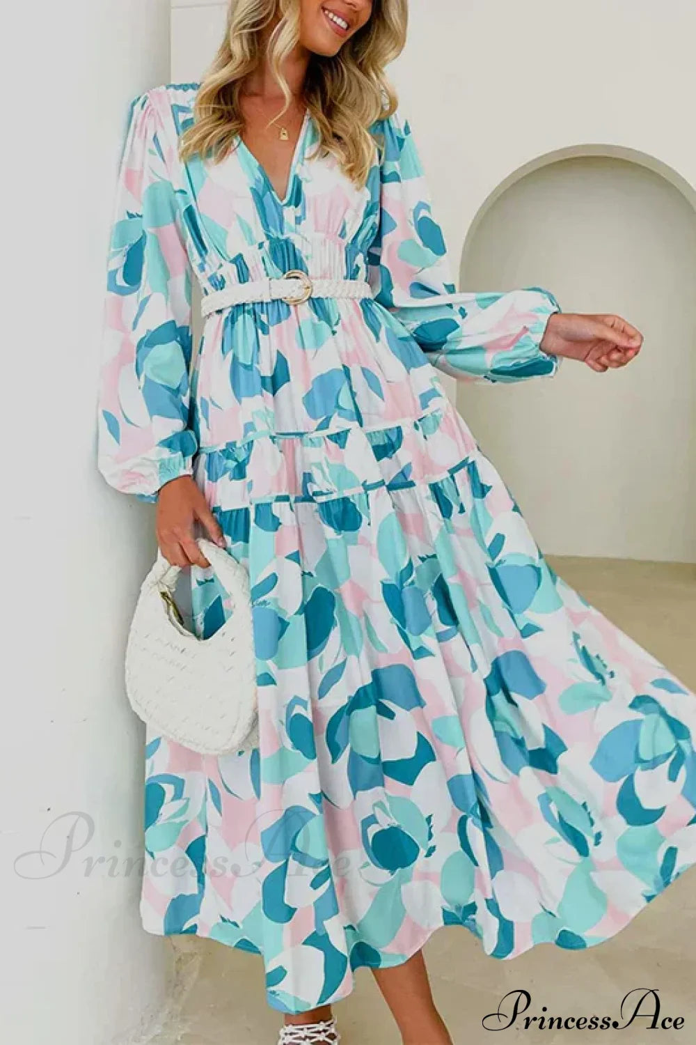 Autumn Long Sleeved Pleated Maxi Dress Boho