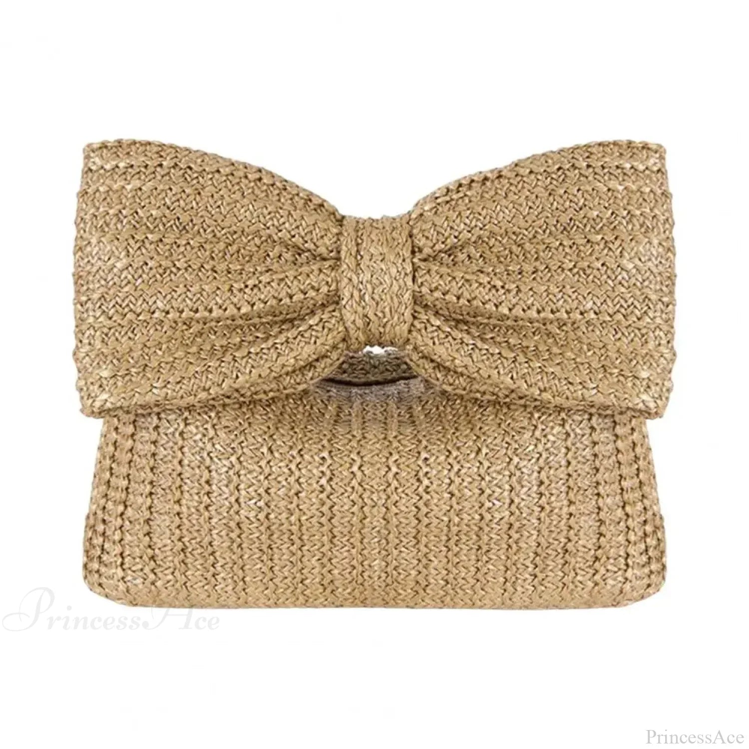 Beach Bow Crescent Shape Straw Clutch Wristlet Khaki wristlet-250126