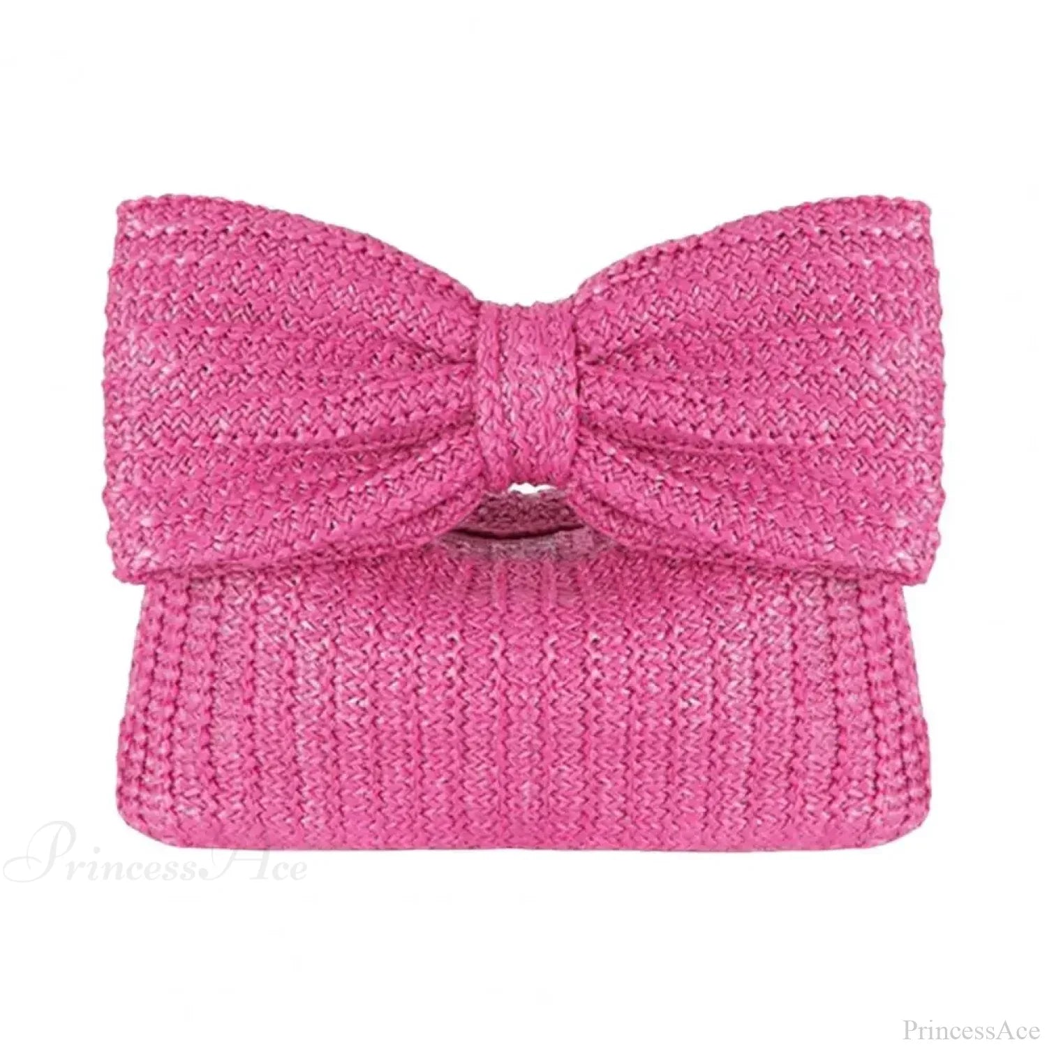 Beach Bow Crescent Shape Straw Clutch Wristlet Rose Red wristlet-250126