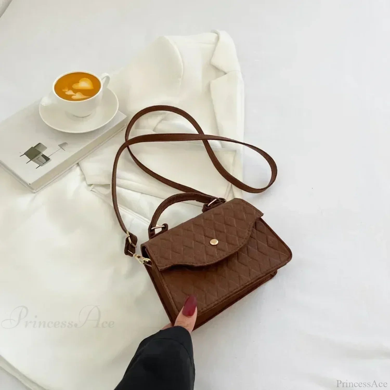 Blue Subaxillary Korean Fashion Shoulder Handbag Brown handbag-250126