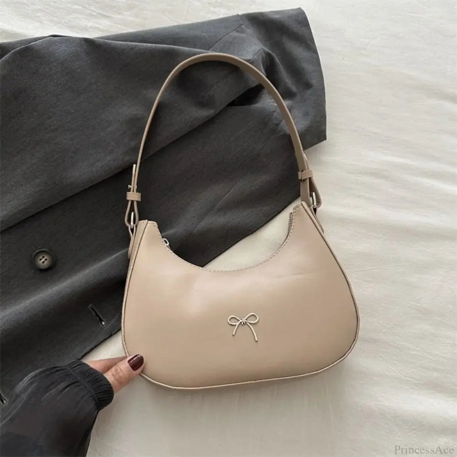 Bowknot Solid PU Leather Shoulder Bag Style D shoulder-250126