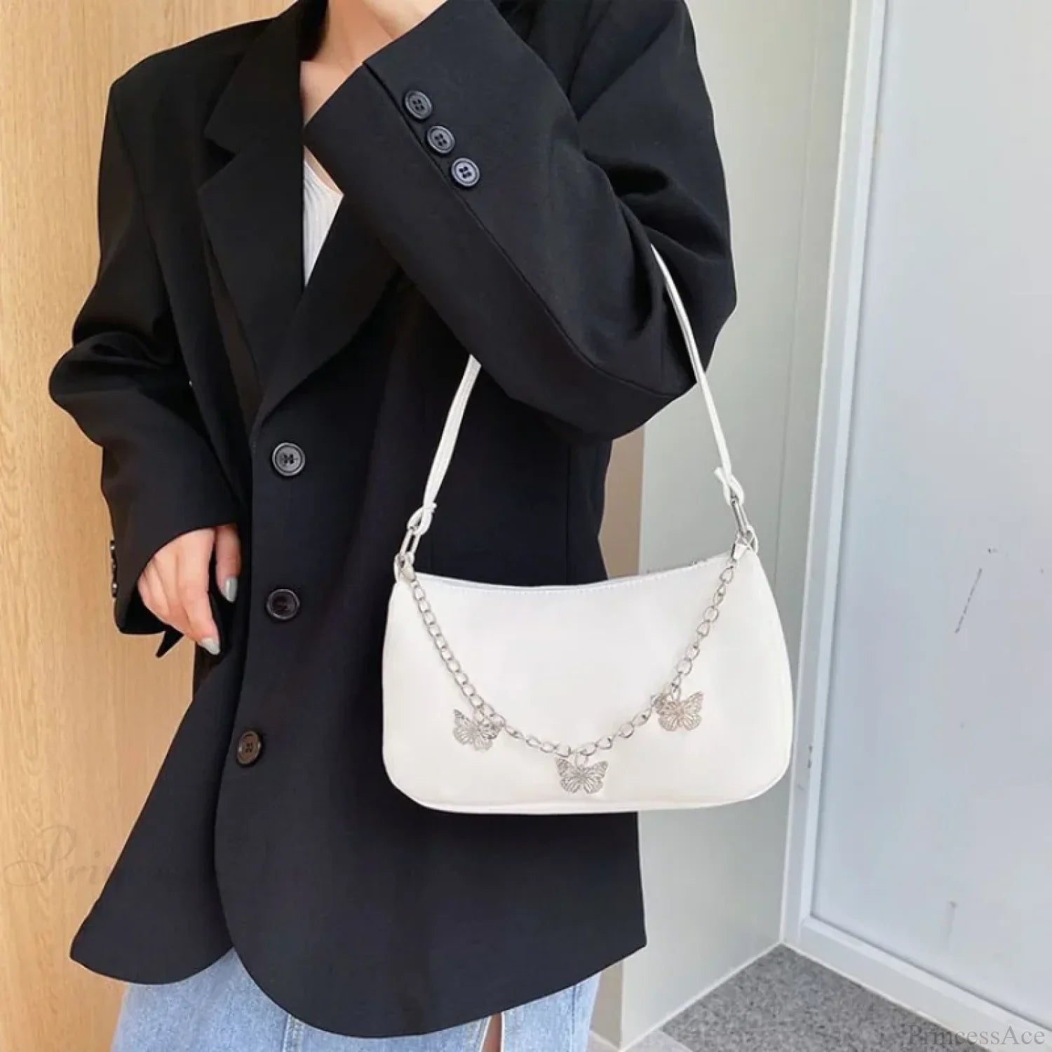 Butterfly Chain PU Leather Travel Shoulder Bag shoulder-250126