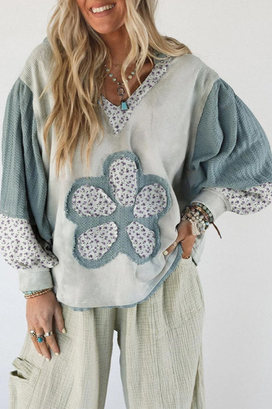 Floral Patchwork Knit Hoodie