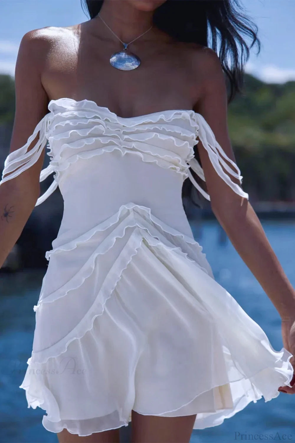 Cascading Elegant Mini Dress XS / White Party Dresses-L