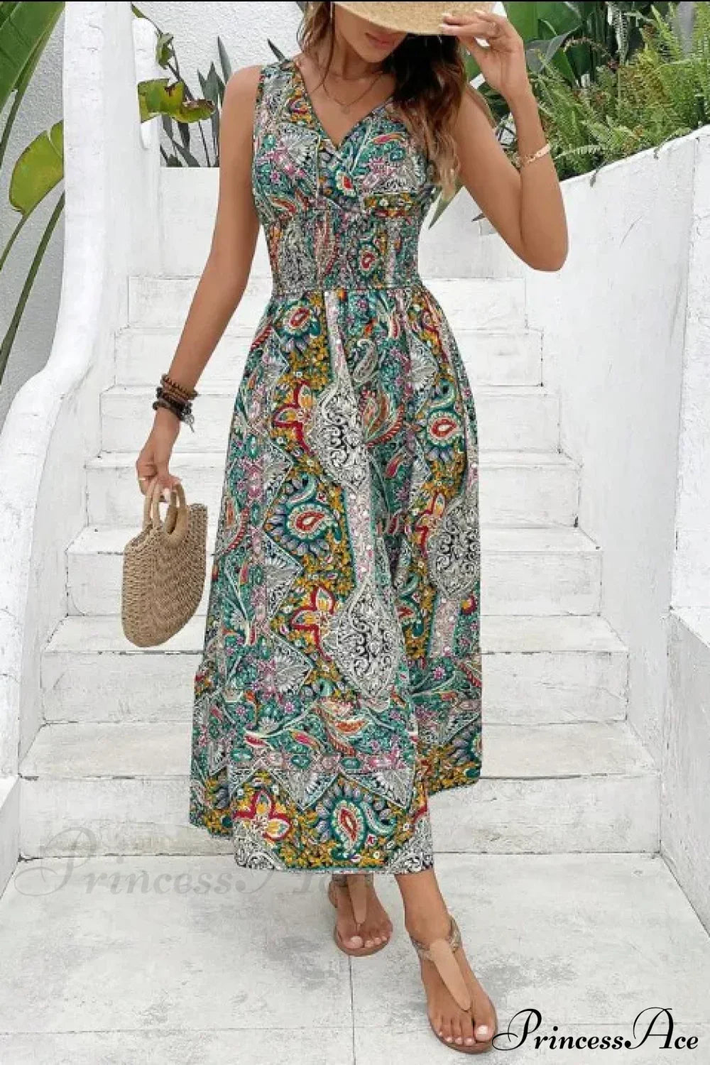 Casual Holiday Female Fashion Summer Boho Dress Dark Green / S