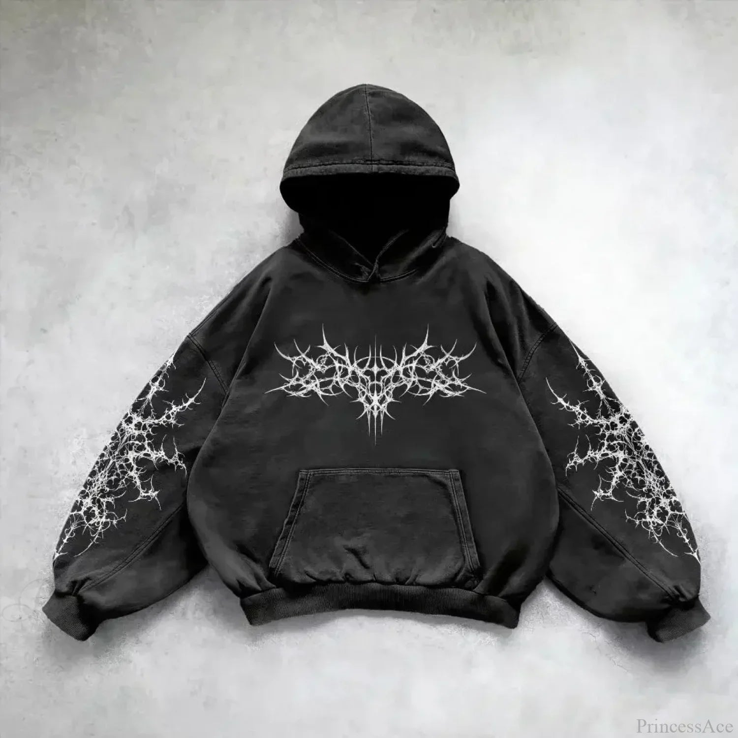 Casual Retro Gothic Printing Hoodie black 15 / M