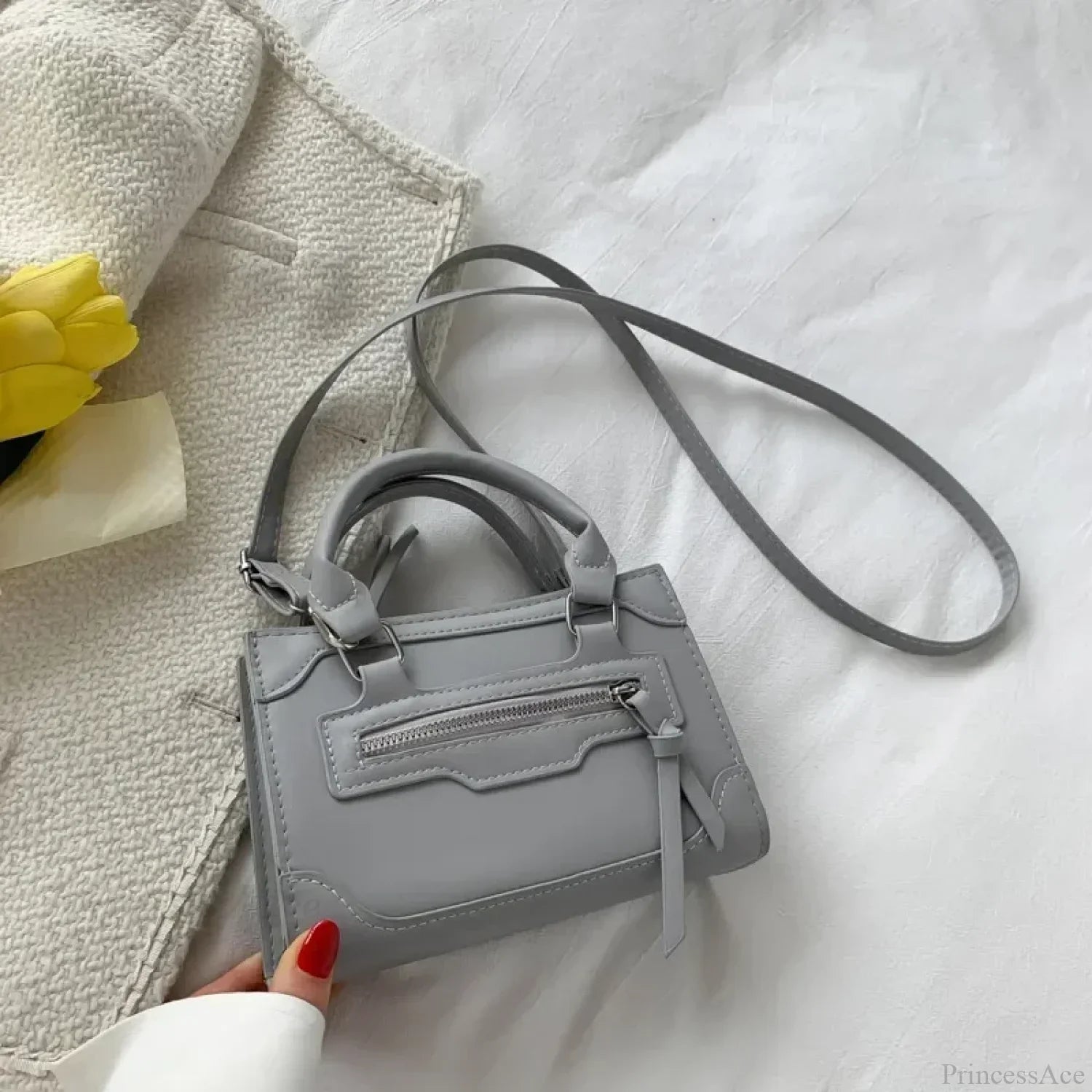 Casual Western Style Small Crossbody Handbag Gray handbag-250126