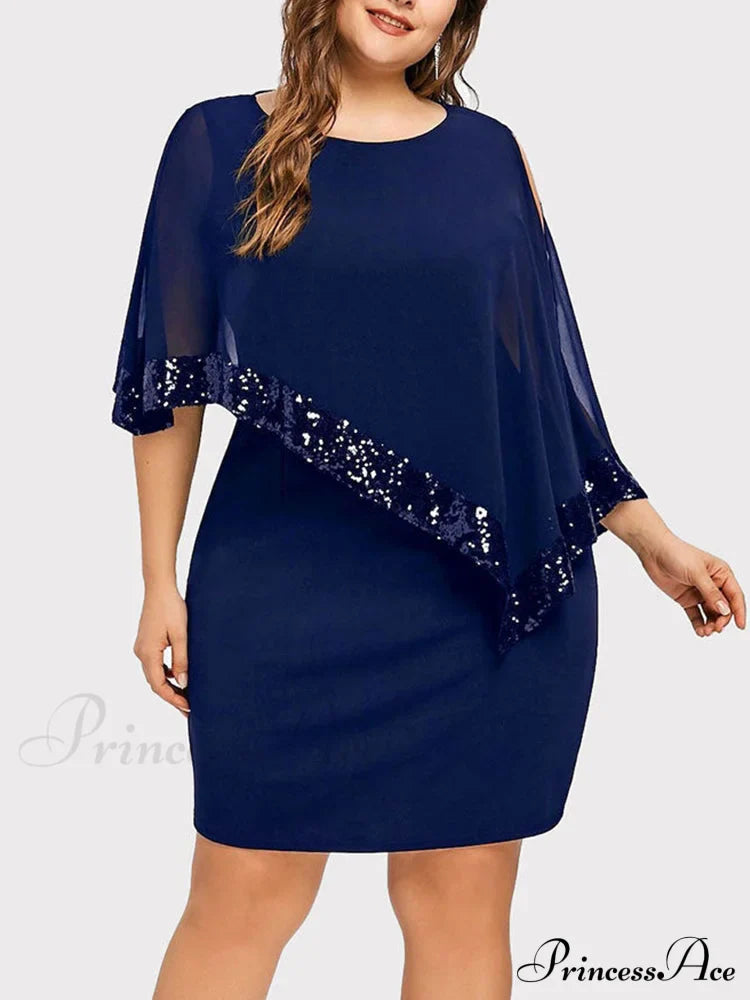 Cold Shoulder Long Trendy Sleeve Knit Top Blue / M Dresses