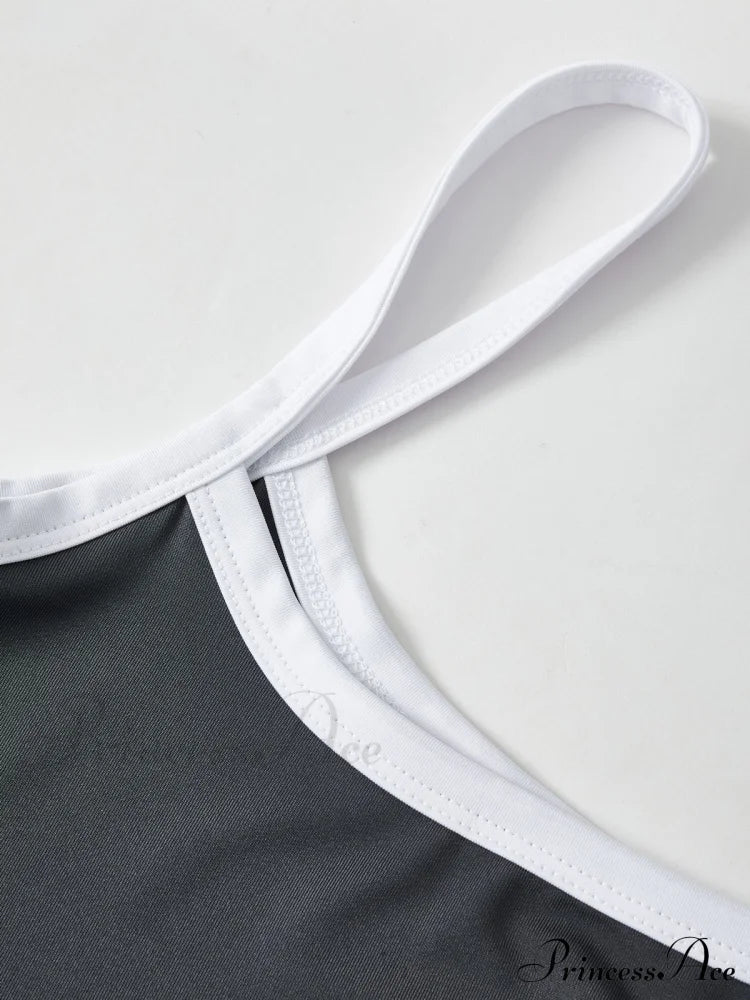 Contrast Trim Rib-Knit Trendy Crop Cami Top Tank Tops&Camis