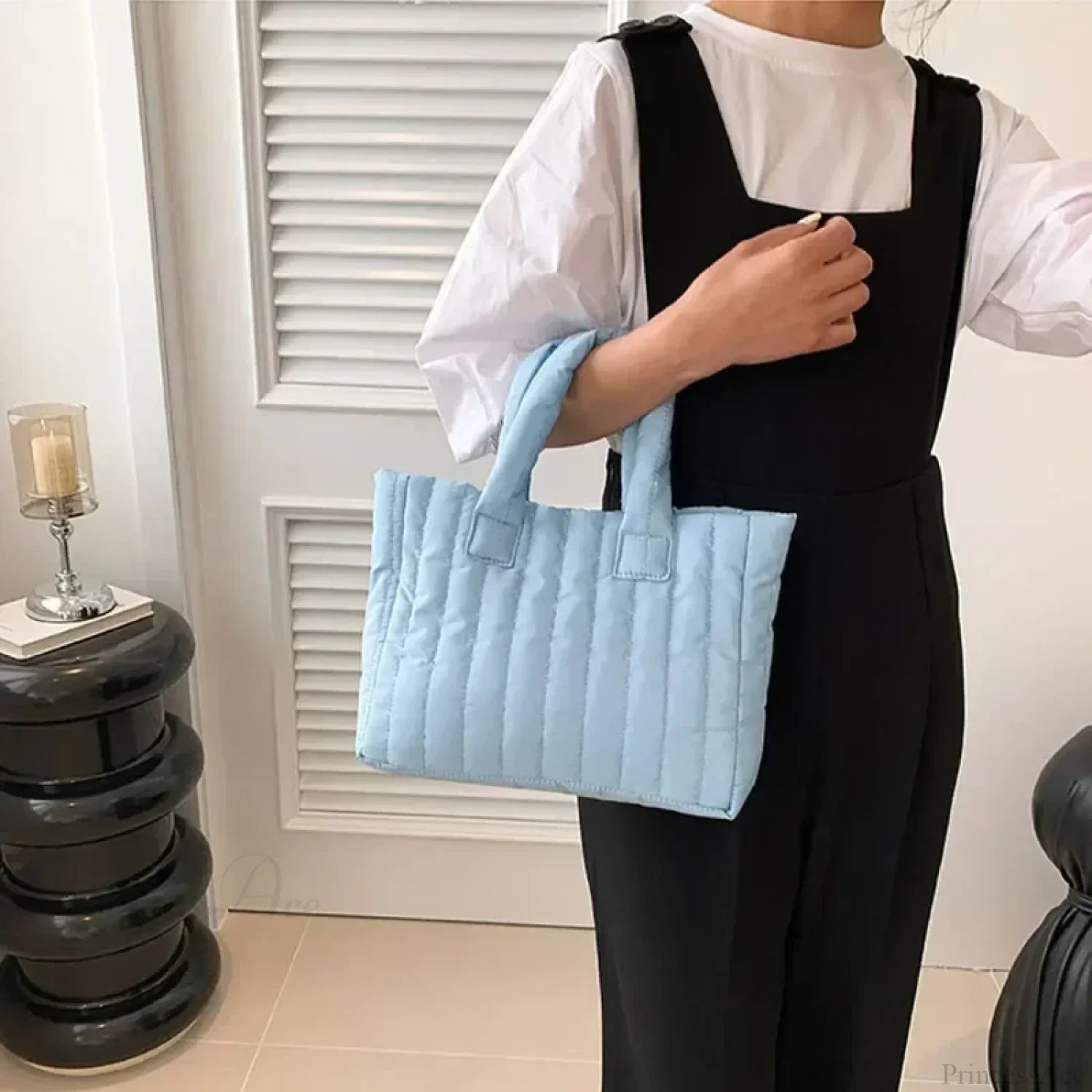 Cotton Padded Quilted Solid Color Commuter Handbag handbag-250126