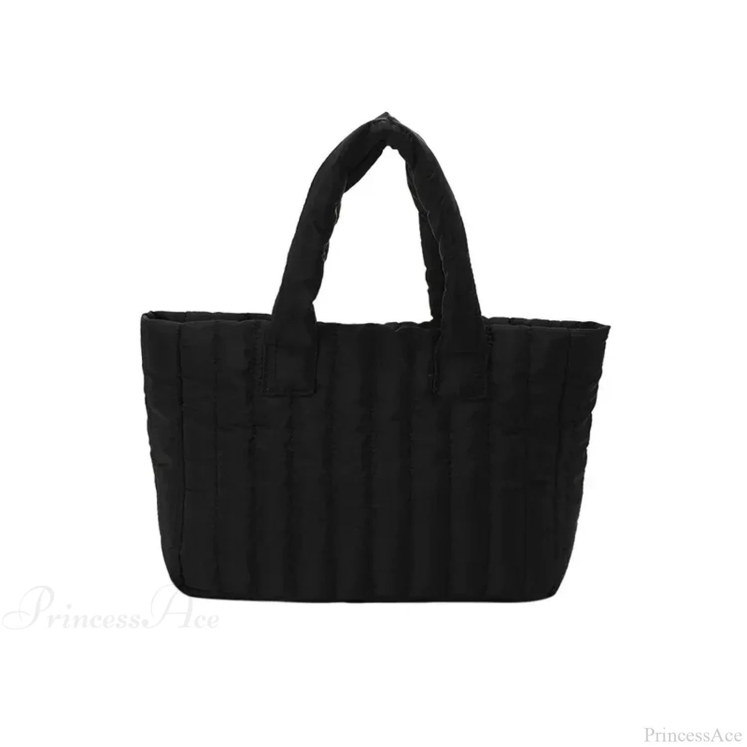 Cotton Padded Quilted Solid Color Commuter Handbag Black handbag-250126