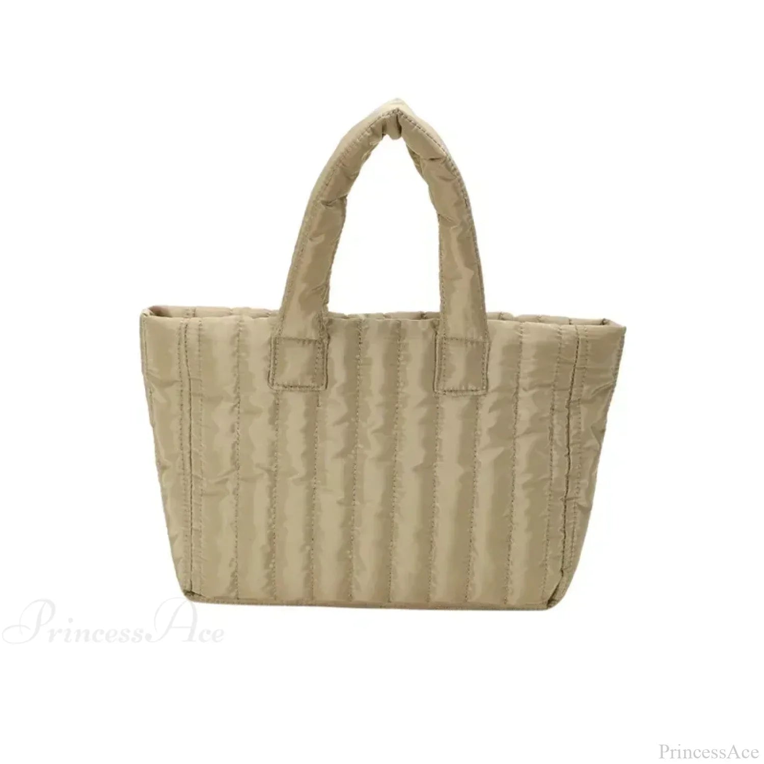 Cotton Padded Quilted Solid Color Commuter Handbag Khaki handbag-250126