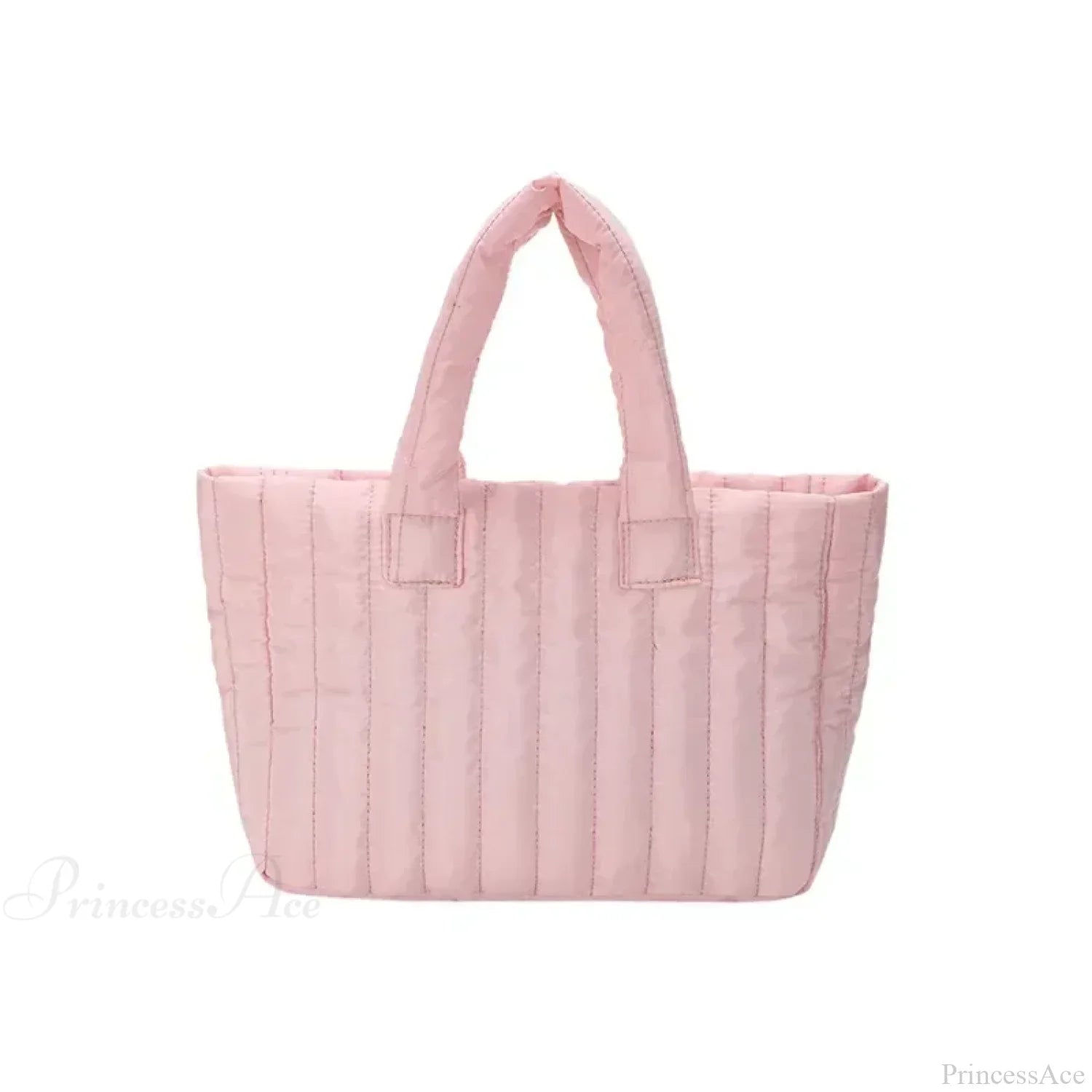 Cotton Padded Quilted Solid Color Commuter Handbag Pink handbag-250126
