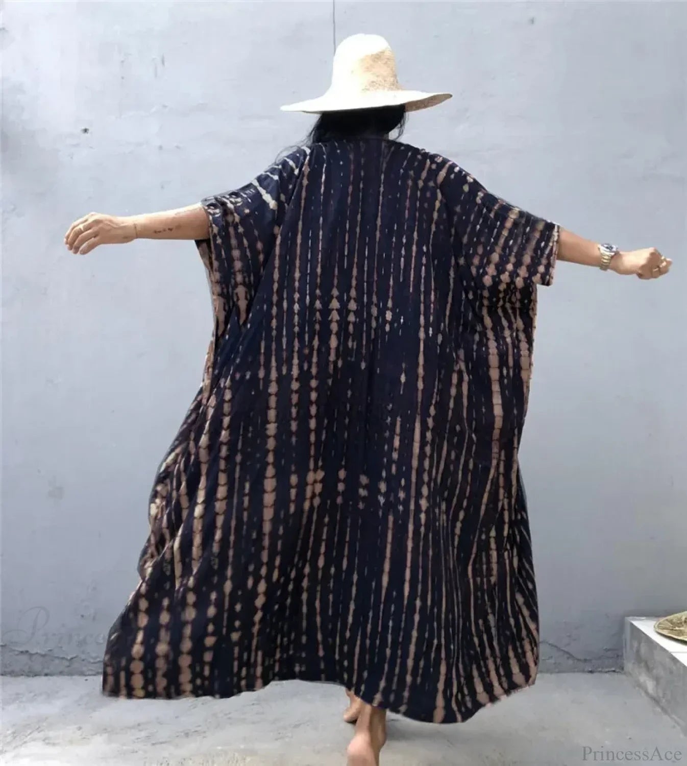Cotton Rayon Striped Print Cardigan Boho Beach Cover up bohocoverup-250126