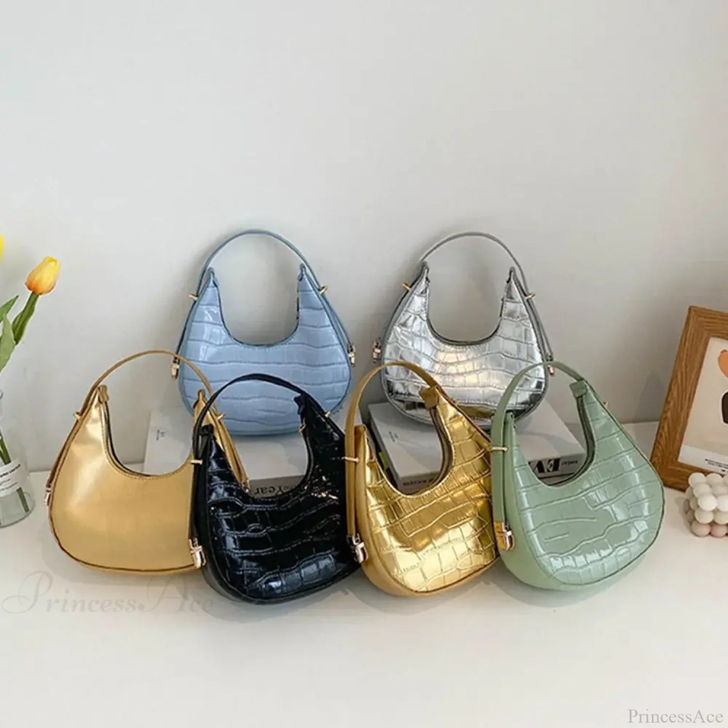 Crocodile Grain Simple PU Leather Shoulder Handbag handbag-250126
