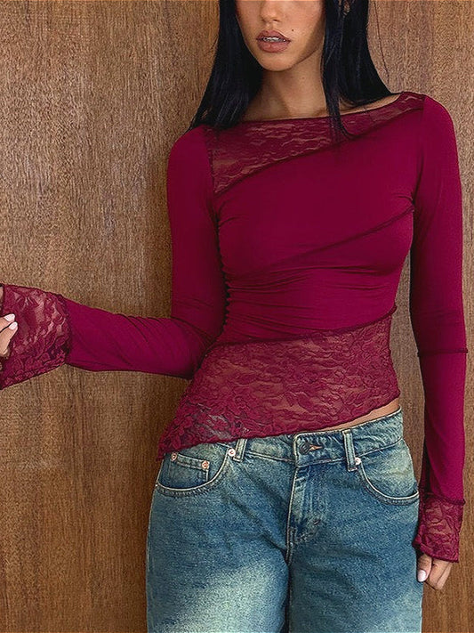 Vintage Slim Fit Floral Detail Long Sleeve Long Sleeve Tee