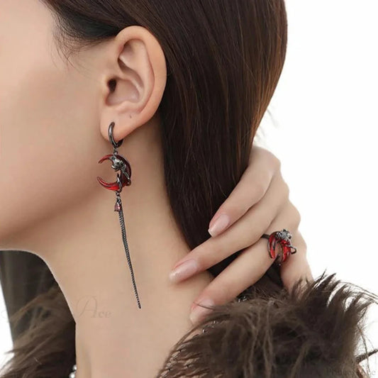 Dark Black Skull Awl Rock Declaration Earring