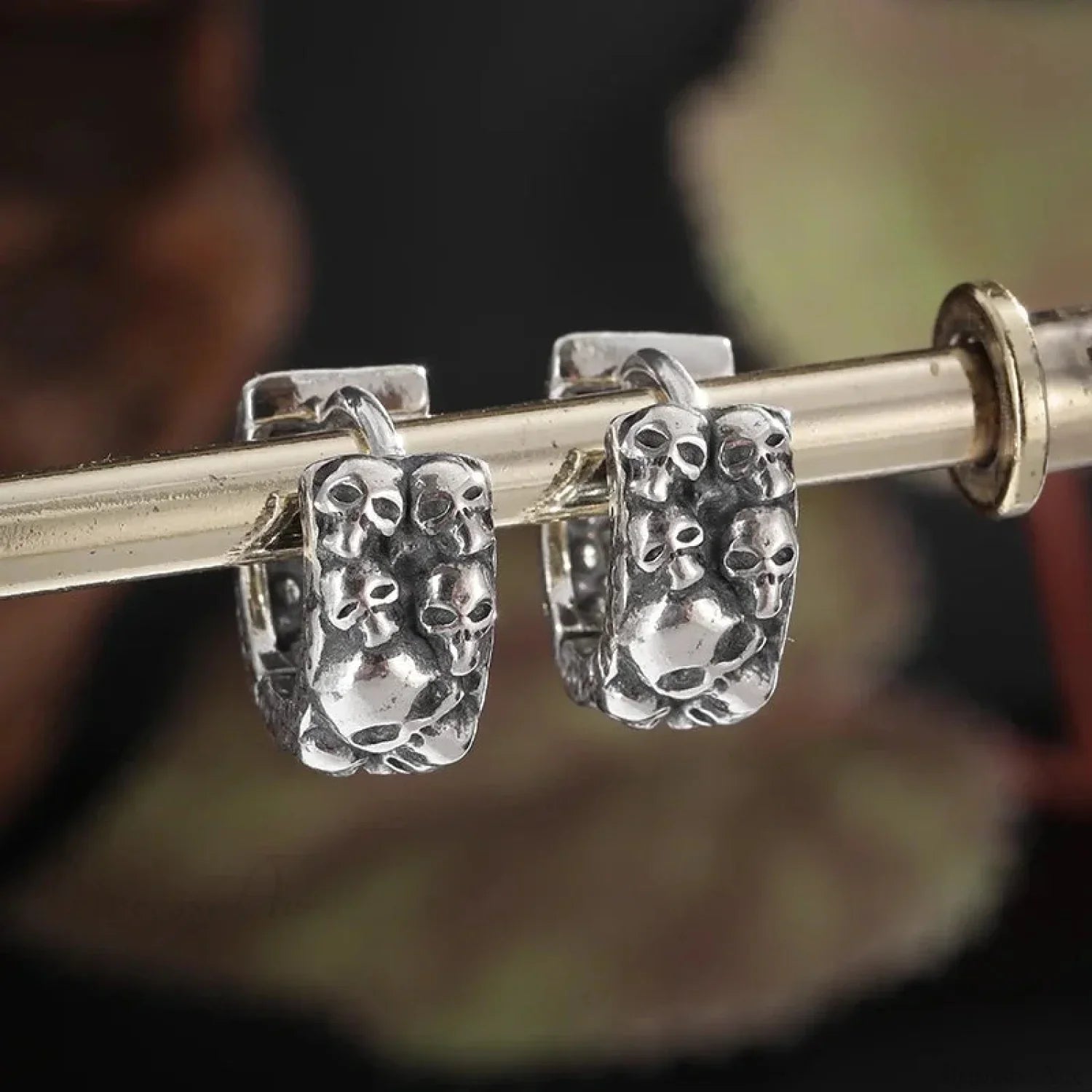 Dark Black Skull Awl Rock Declaration Earring color28