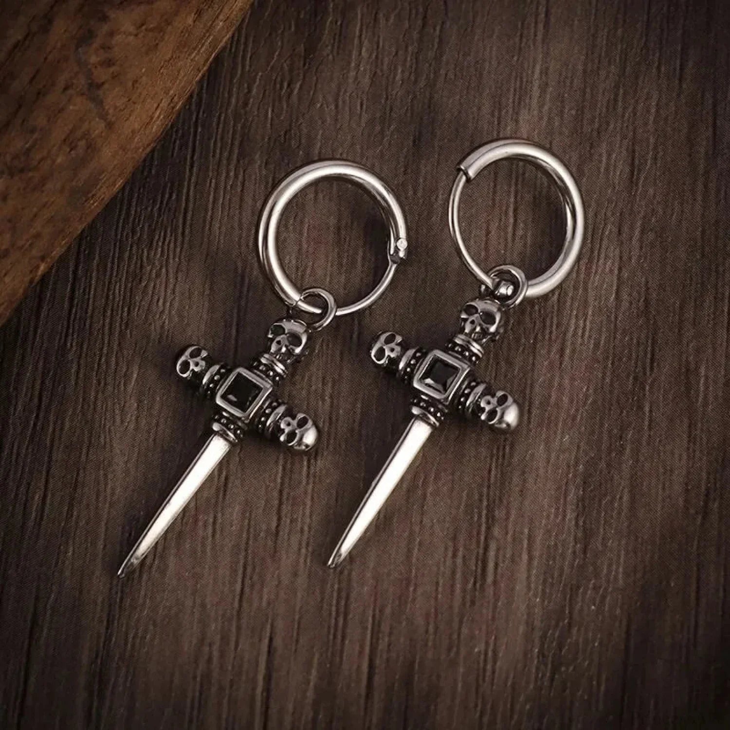 Dark Black Skull Awl Rock Declaration Earring color6