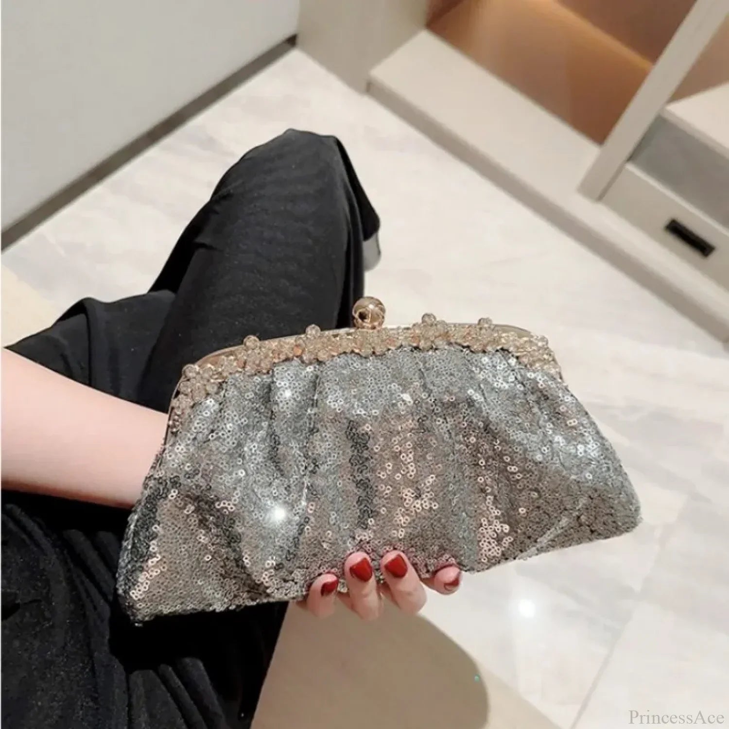 Dark Blue Sequin Clutch Wristlet wristlet-250126