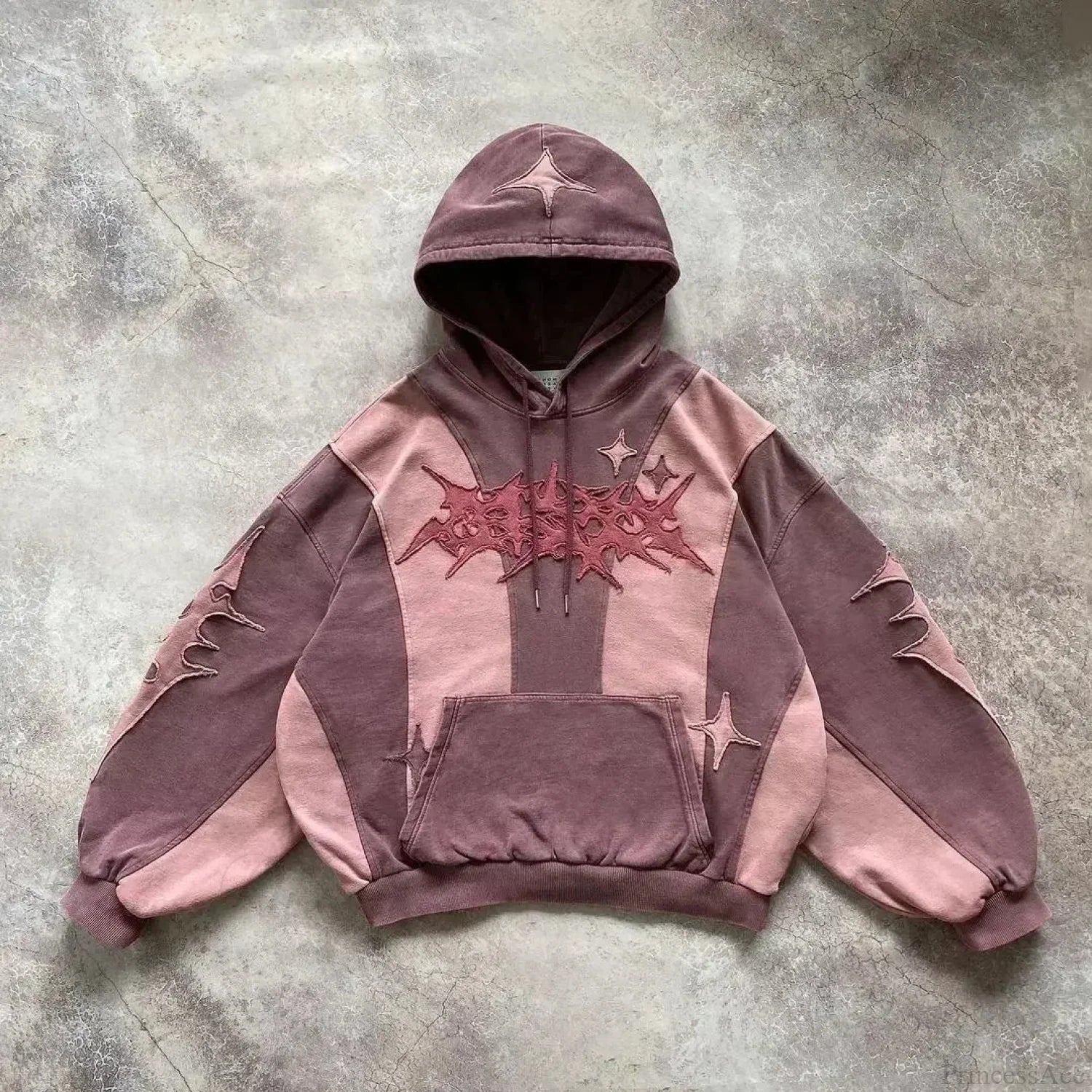 Dark Flash Diamond Patch Hoodie pink2 / M
