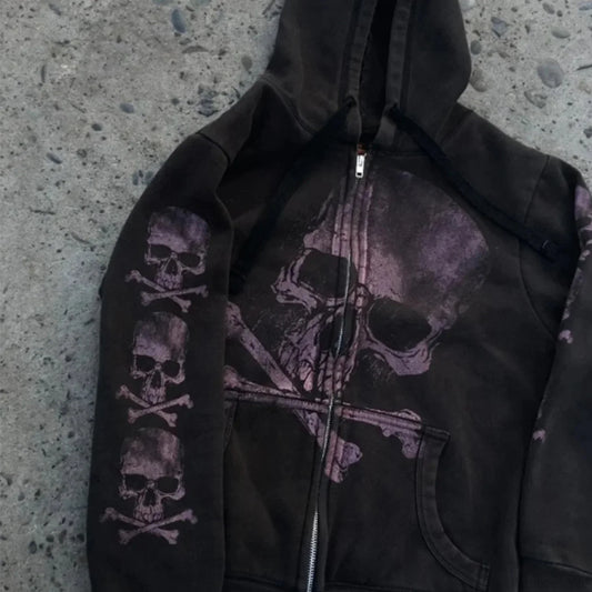 Dark Rebel Design Zip Hoodie Black / M