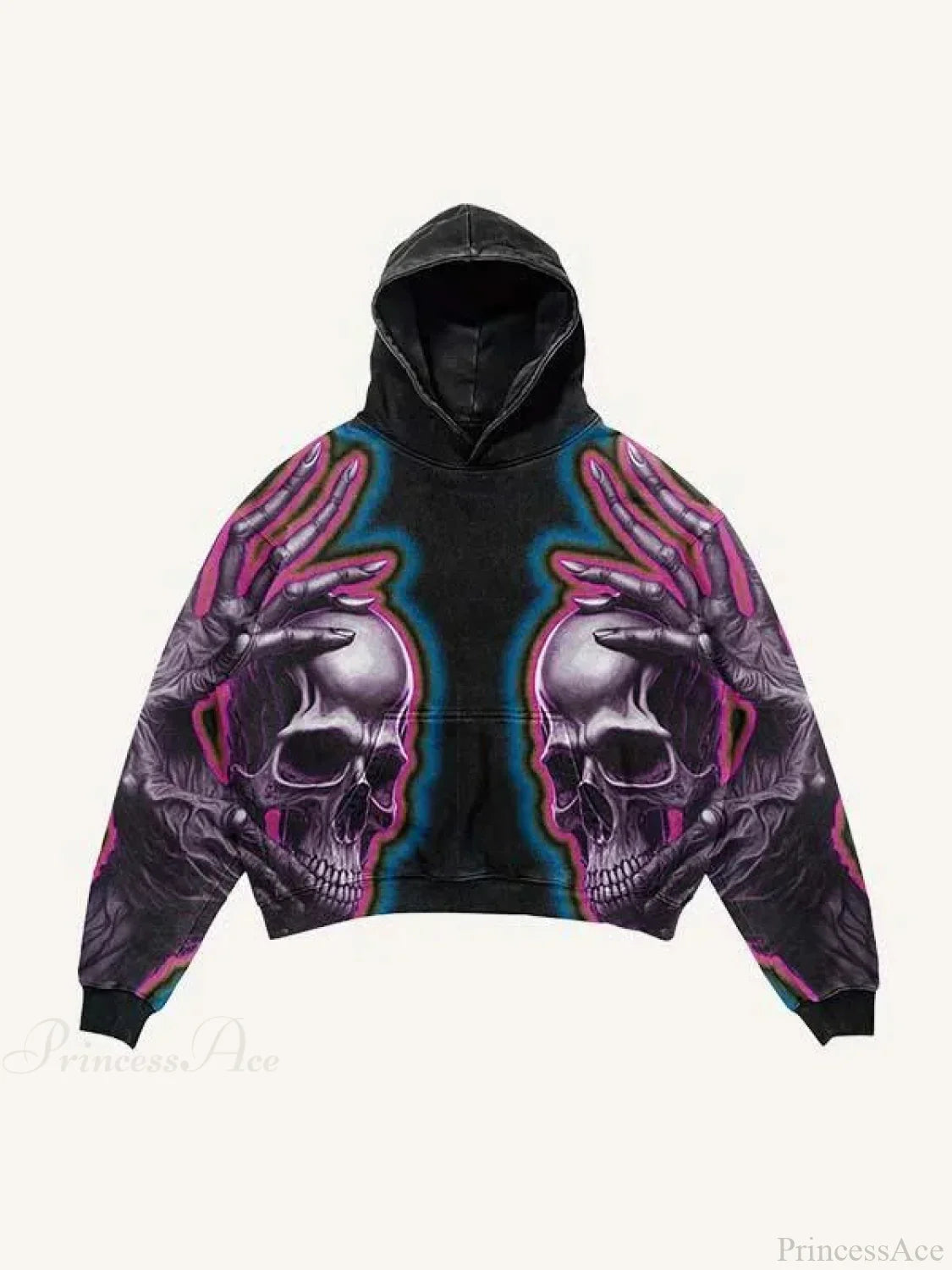 Dark Skull Print Oversized Hoodie black2 / M
