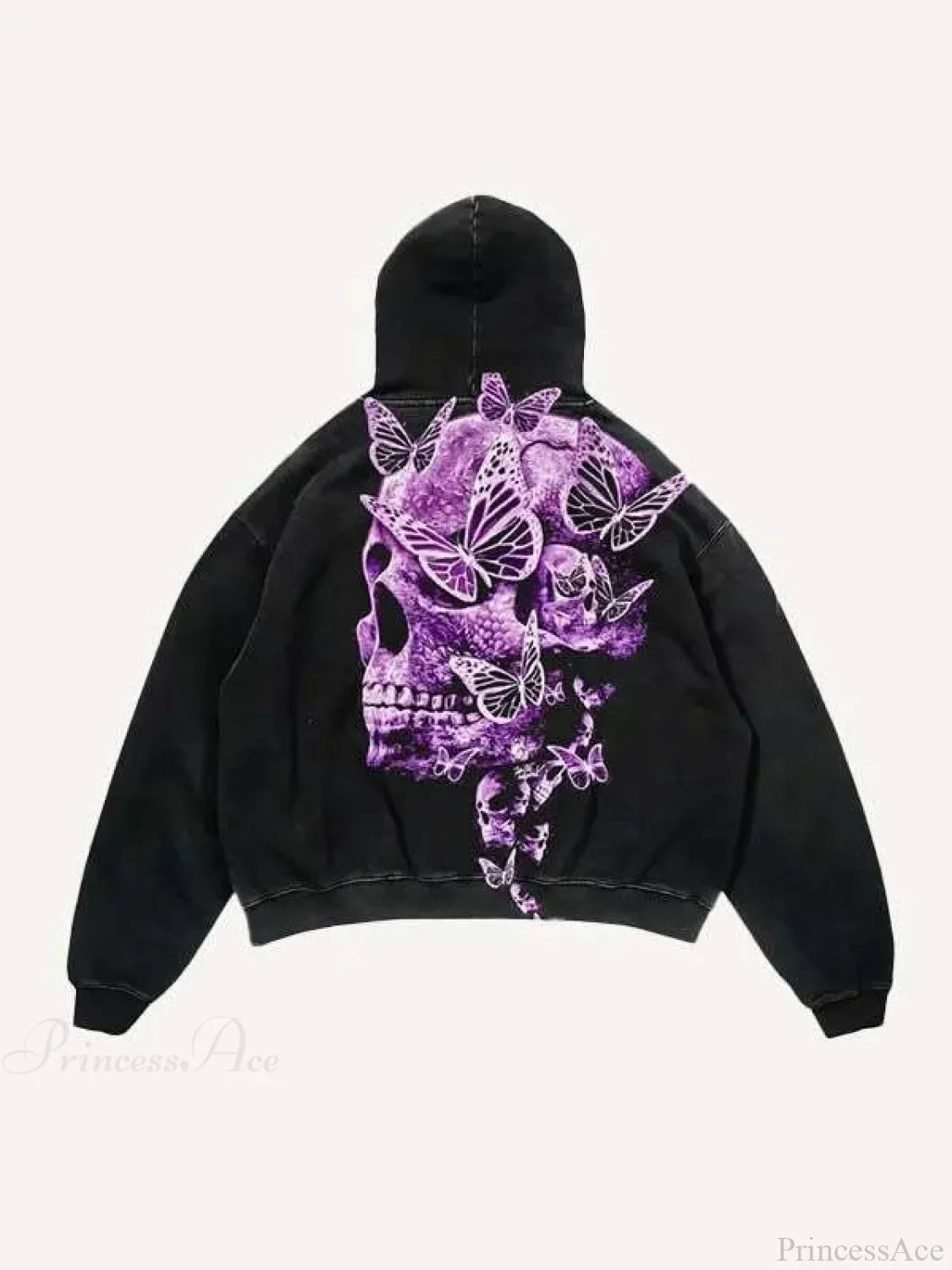 Dark Skull Print Oversized Hoodie black4 / M