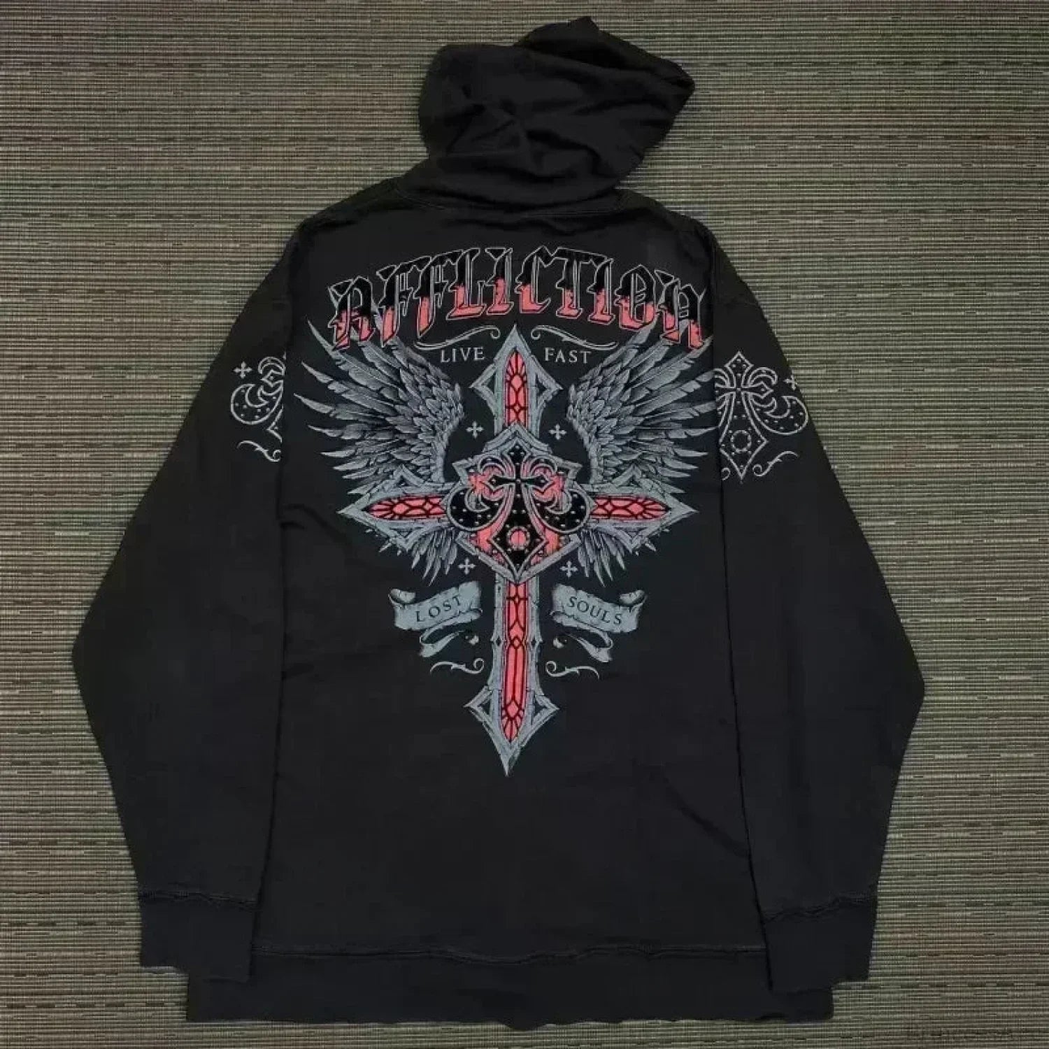 Dark Skull Print Oversized Hoodie black7 / S