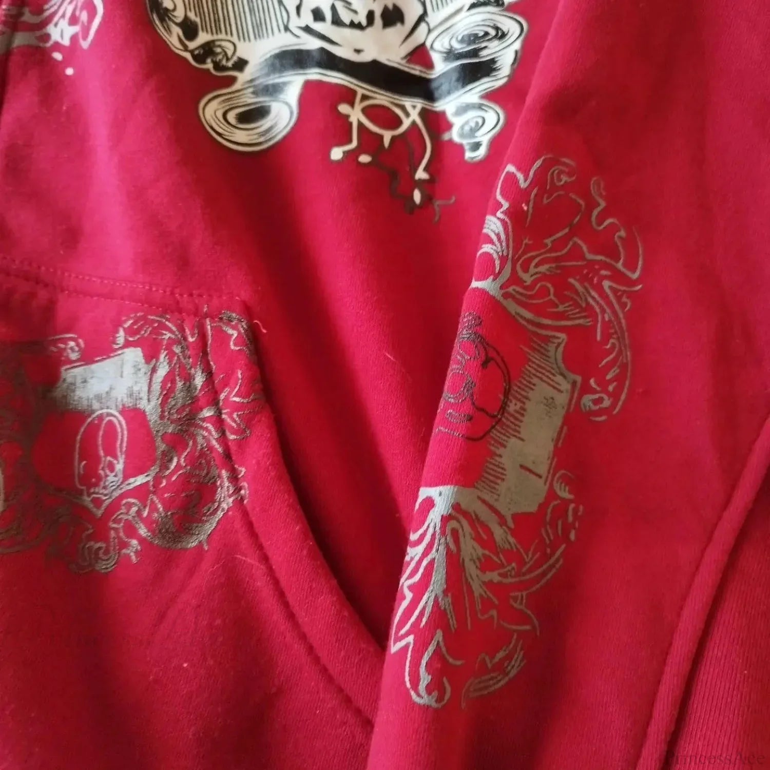 Dark Skull Print Zip Up Hoodie