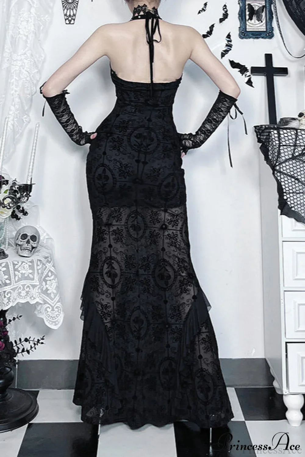 Dark Velvet Drape Gothic Dress