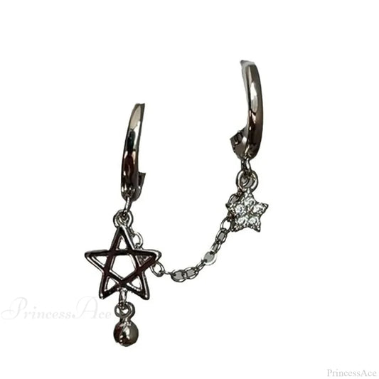 Dark Victorian Industrial Black Cross Rhinestone Earring black
