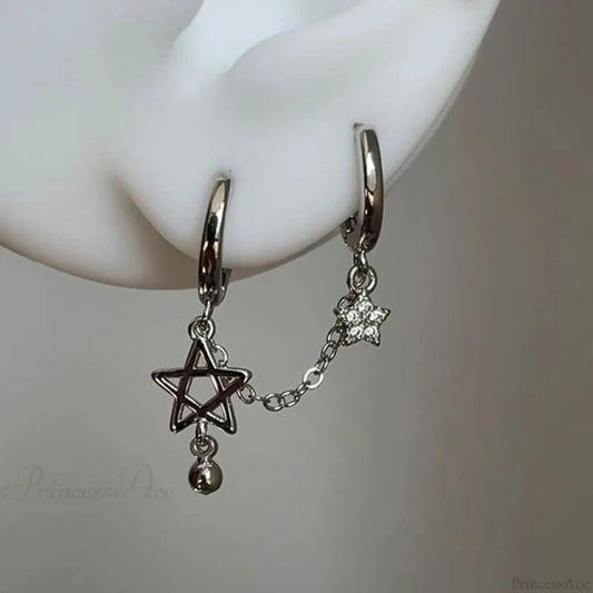 Dark Victorian Industrial Black Cross Rhinestone Earring black
