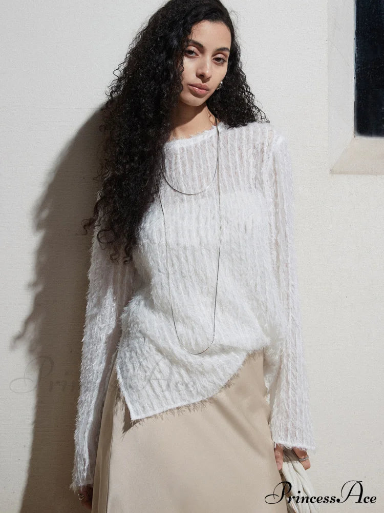 Effortlessly Split Graceful Long Sleeve Blouse White / Xs Blouses