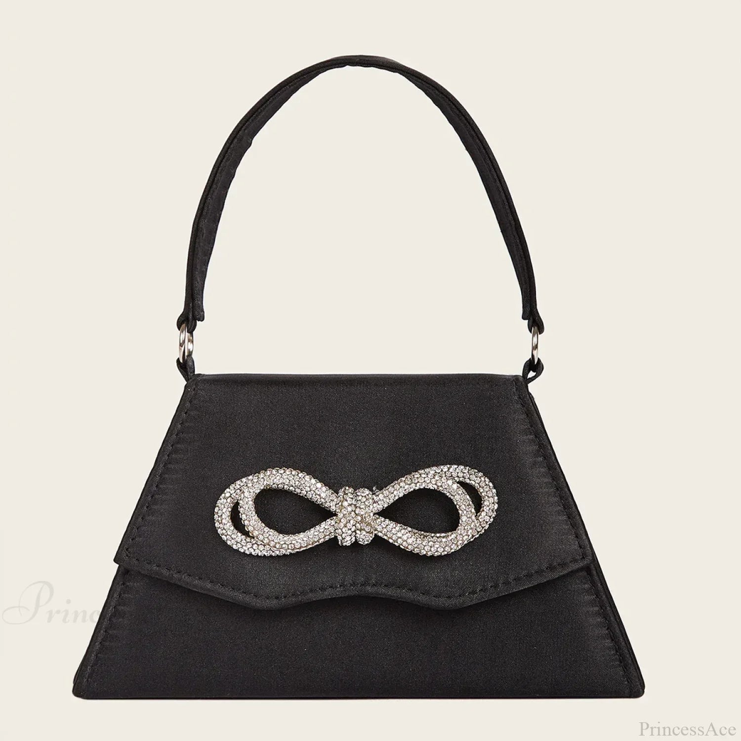 Elegant Silk Rhinestone Bow Wedding Clutch Bag Black clutchbag-250126
