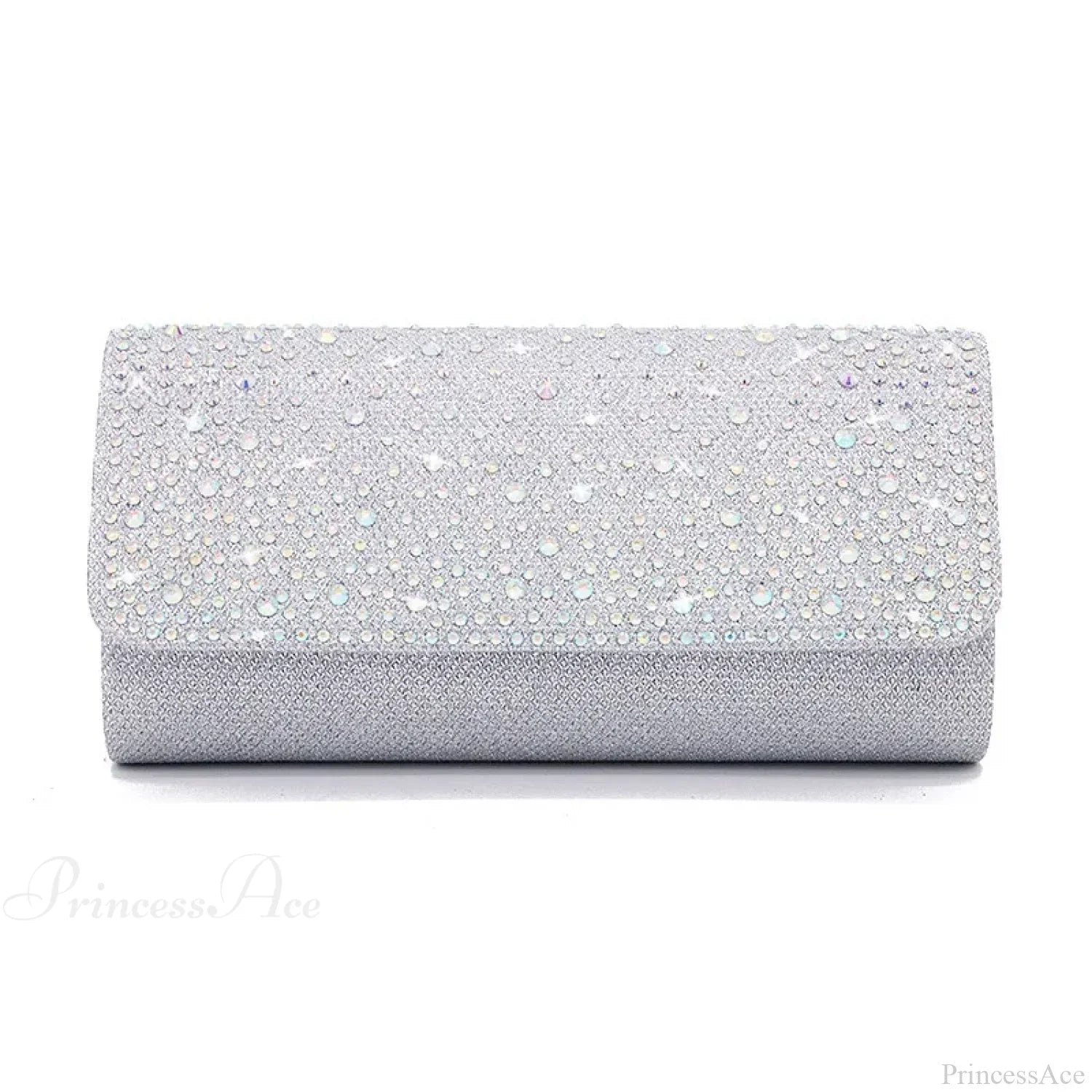 Elegant Sparkling Rhinestone Dinner Banquet Envelope Bag Silvery clutchbag-250126