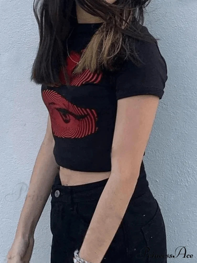 Eye Look Graphic Trendy Crop Tank Top Tops&Tees