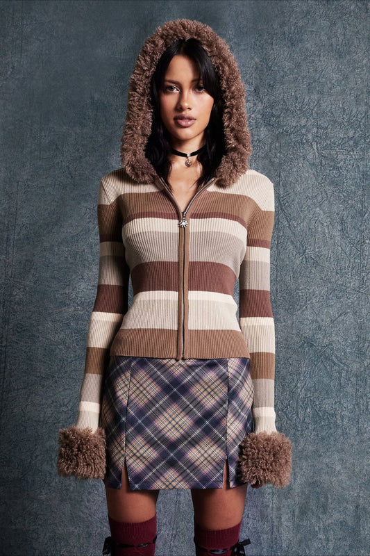 Vintage Fleece Hooded Knit Sweater