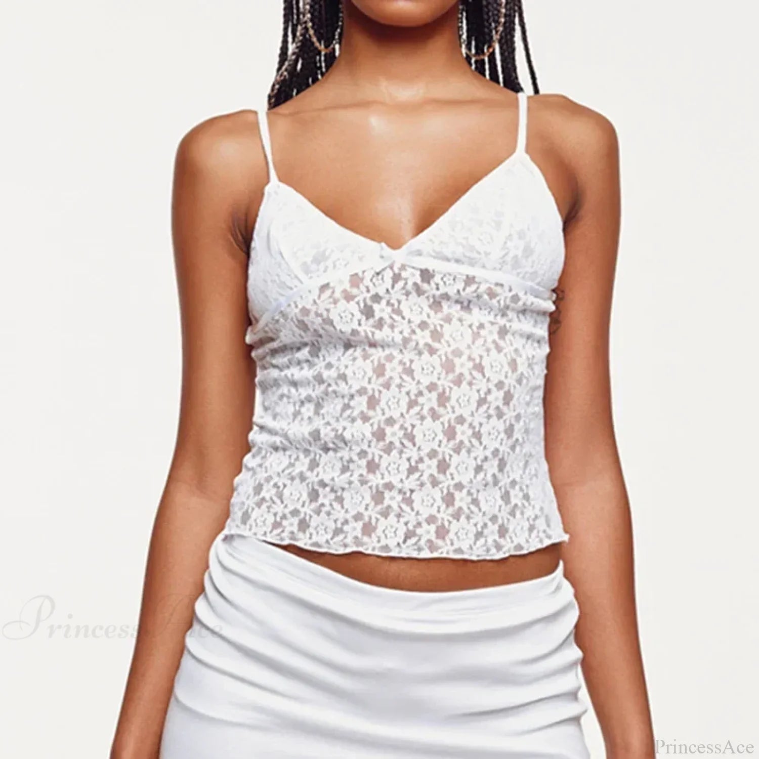 Fairy Floral Lace Mesh V Neck Crop Top croptop-250126