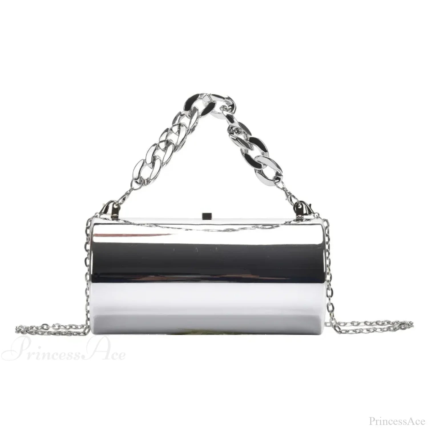 Fashion Cylinder Mini Evening Crossbody Handbag Silver handbag-250126