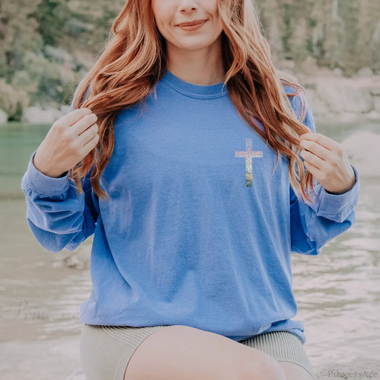 Fashion Individuality Cross Duplex Trend Art Jesuits Christmas Hoodie Blue / S Hoodies-L