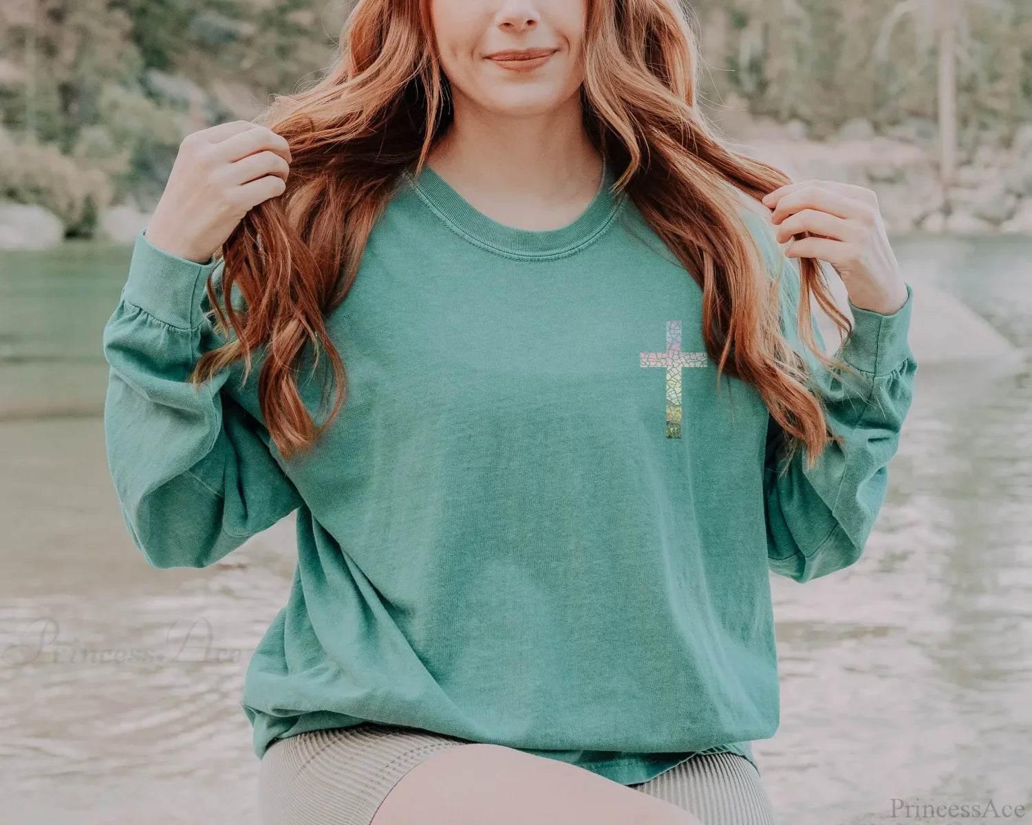 Fashion Individuality Cross Duplex Trend Art Jesuits Christmas Hoodie Green / S Hoodies-L