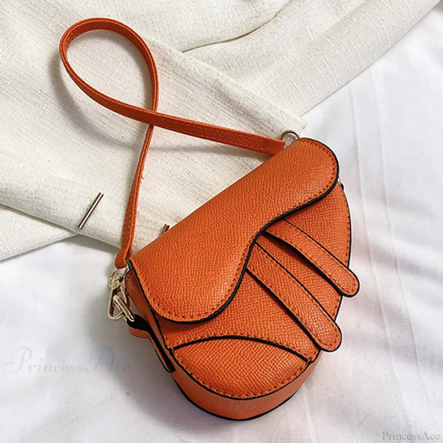 Fashion Mini Handbag Zipper Messenger Saddle Solid Color Bag Orange handbag-250126