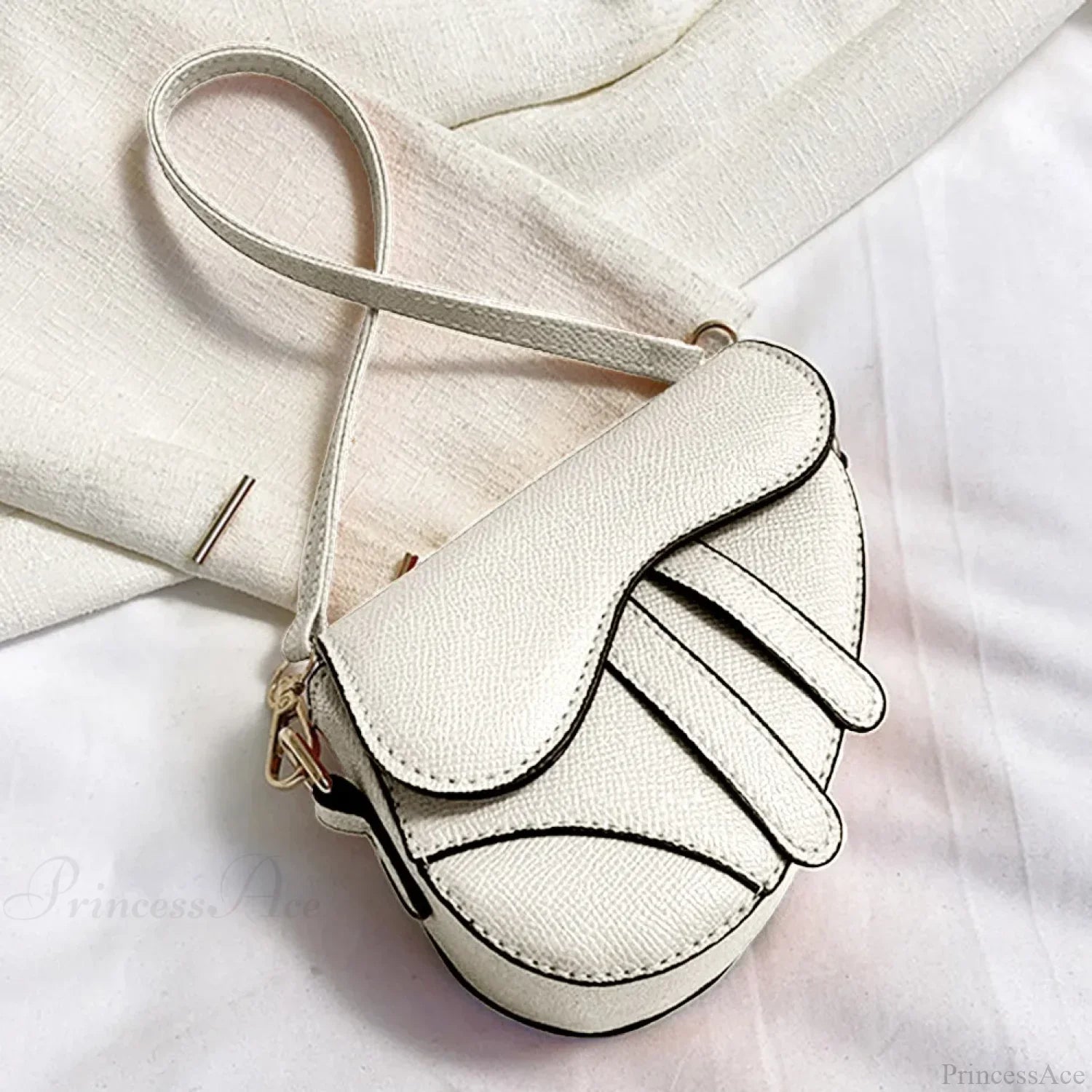 Fashion Mini Handbag Zipper Messenger Saddle Solid Color Bag White handbag-250126