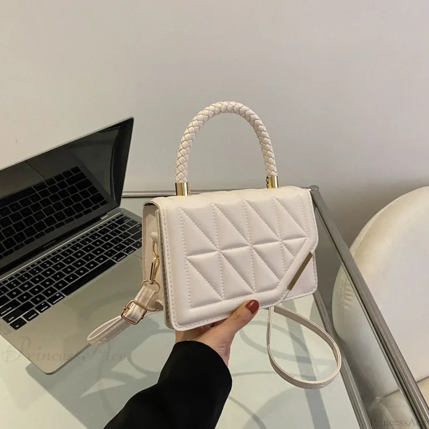 Fashion Plaid PU Leather Small Square Crossbody Handbag handbag-250126