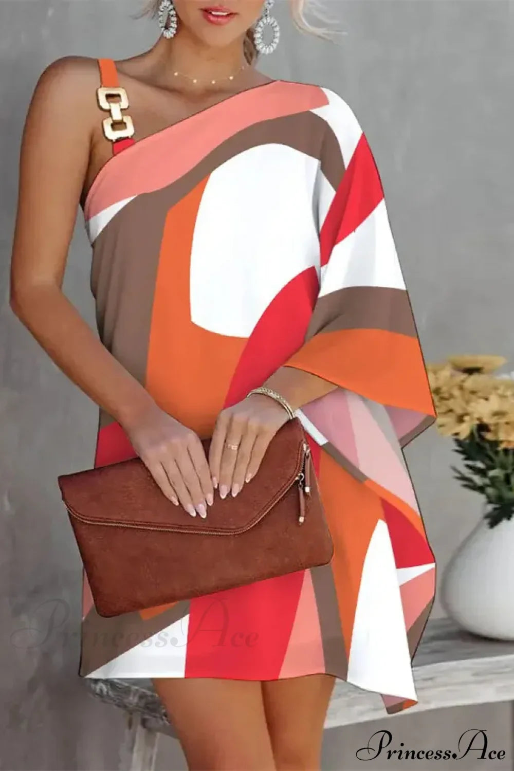 Fashion Summer Print Loose Streetwear Boho Dress Orange / S